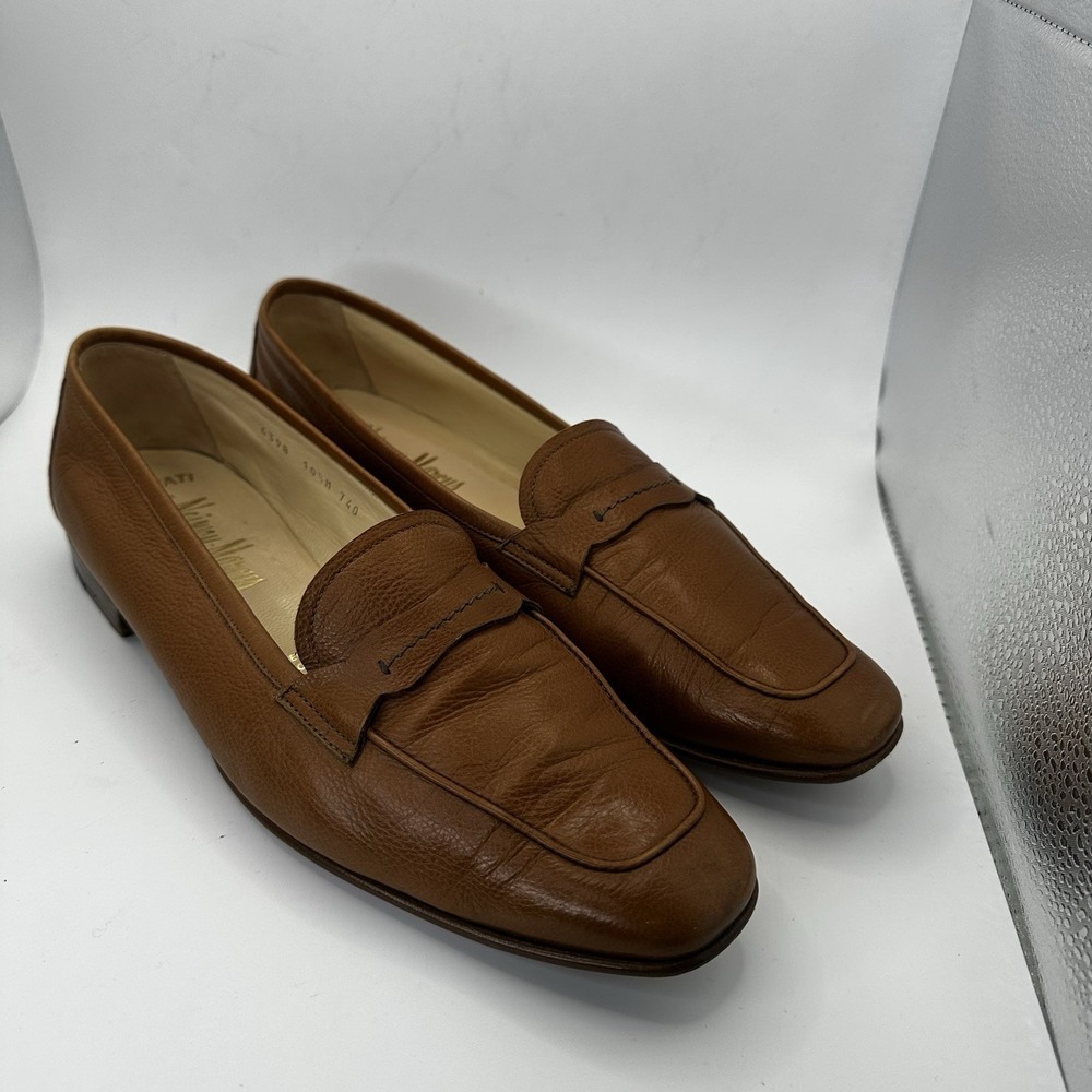 Gravati For Neiman Marcus Italian Brown Leather Penny Loafer Slip On Shoe 10.5 M